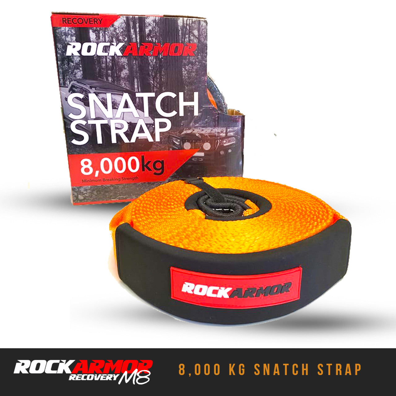 Rockarmor- 8000KG, 9 Meter Snatch Strap - Hybrid Street & 4x4