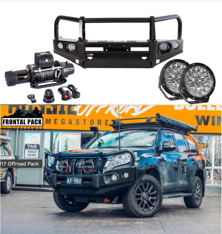 ROCKARMOR ELITE BULLBAR FRONTAL COMBO TO SUIT TOYOTA PRADO 150 TEAR DROP - Hybrid Street&4x4