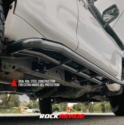 ROCKARMOR  ROCK SLIDERS / SIDE STEPS TO SUIT PRADO 150 2009-2024 - Hybrid Street&4x4