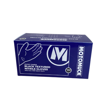 Motomuck | Black Textured Nitrile Gloves, 8Mil Full grip Heavy Duty
