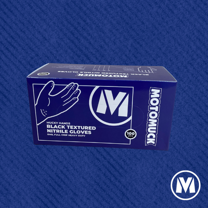 Motomuck | Black Textured Nitrile Gloves, 8Mil Full grip Heavy Duty
