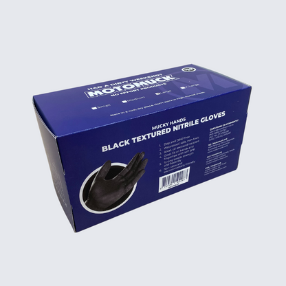 Motomuck | Black Textured Nitrile Gloves, 8Mil Full grip Heavy Duty