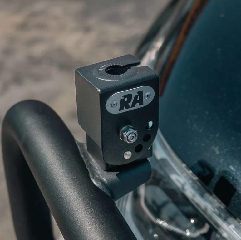 Rockarmor | Slotted Stainless Steel Folding Antenna Bracket Black Finish