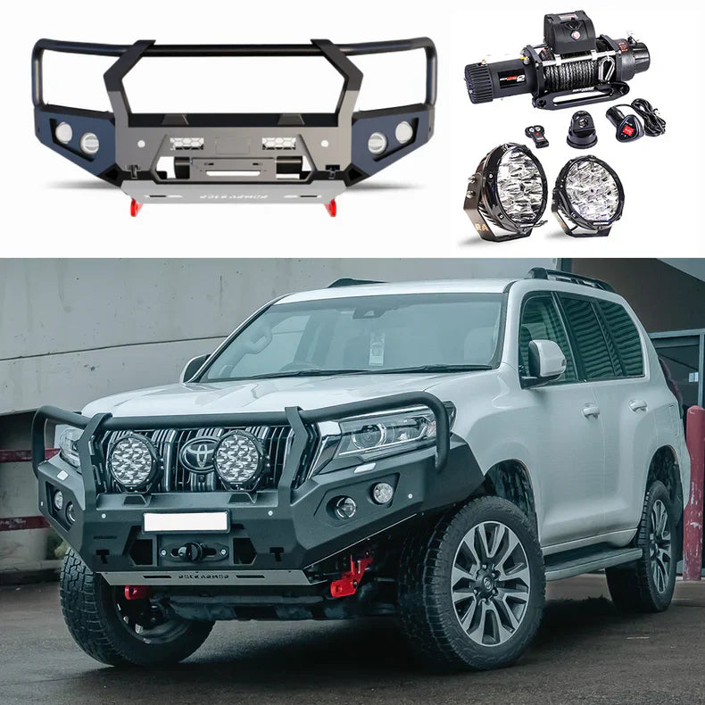 ROCKARMOR GT HOOP BULLBAR FRONTAL COMBO TO SUIT TOYOTA PRADO 150 SERIES 2018+ - Hybrid Street&4x4