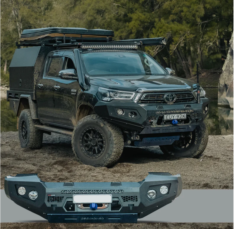 ROCKARMOR GT HOOPLESS STEEL BULLBAR TO SUIT TOYOTA HILUX 2020+ Bar Replacement - Hybrid Street&4x4