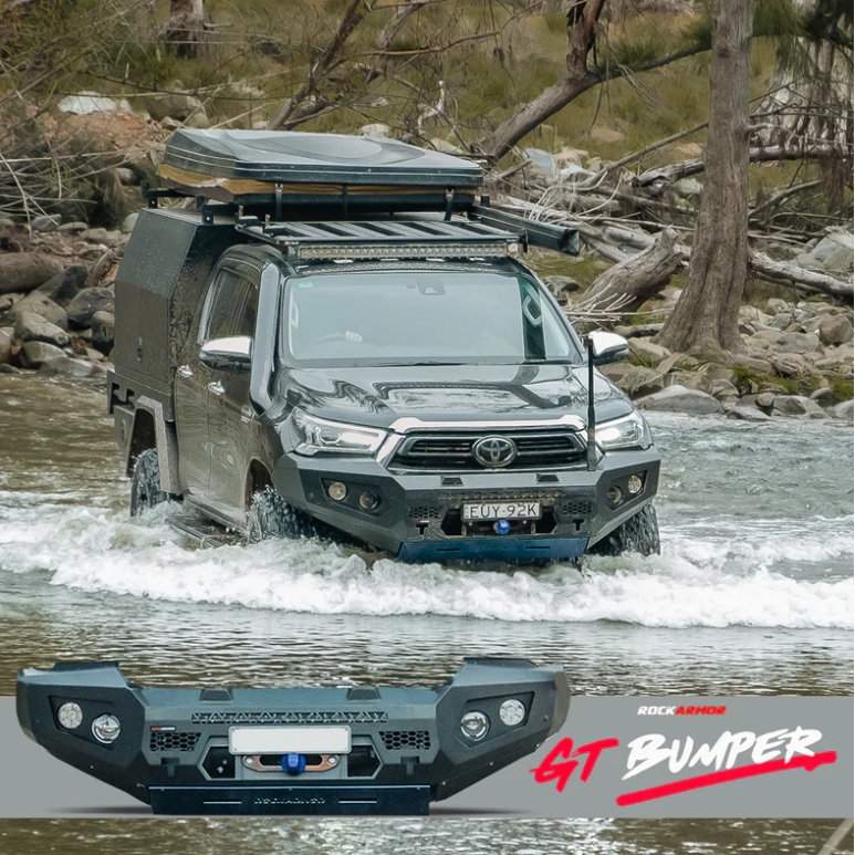 ROCKARMOR GT HOOPLESS STEEL BULLBAR TO SUIT TOYOTA HILUX 2020+ Bar Replacement - Hybrid Street&4x4