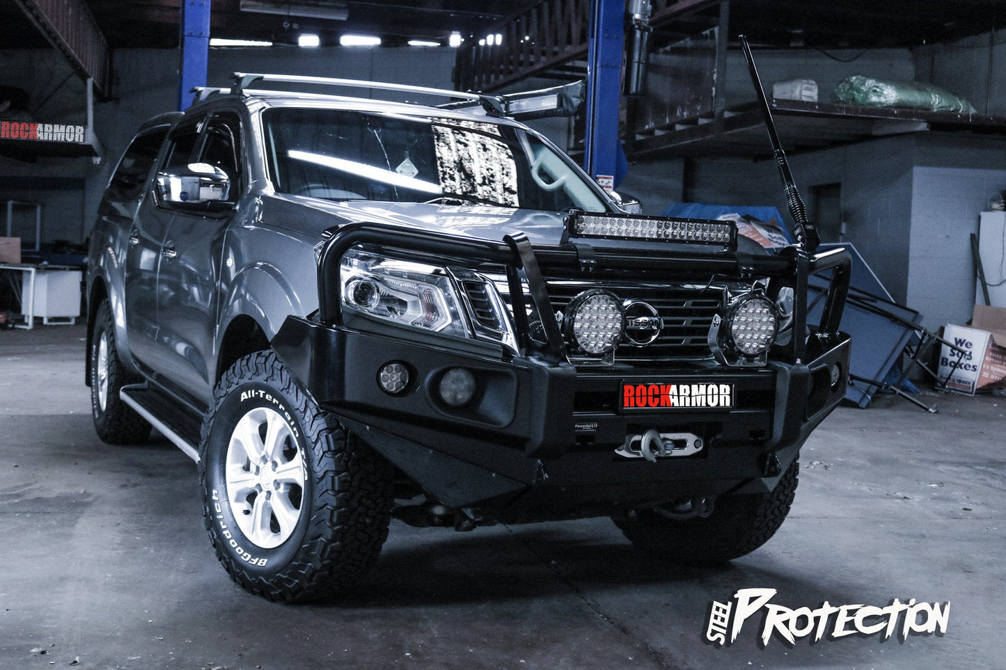 Rockarmor Elite Steel Bull Bar to suit Nissan Navara NP300 D23 2015-2020 (Full Bar Replacement) - Hybrid Street & 4x4