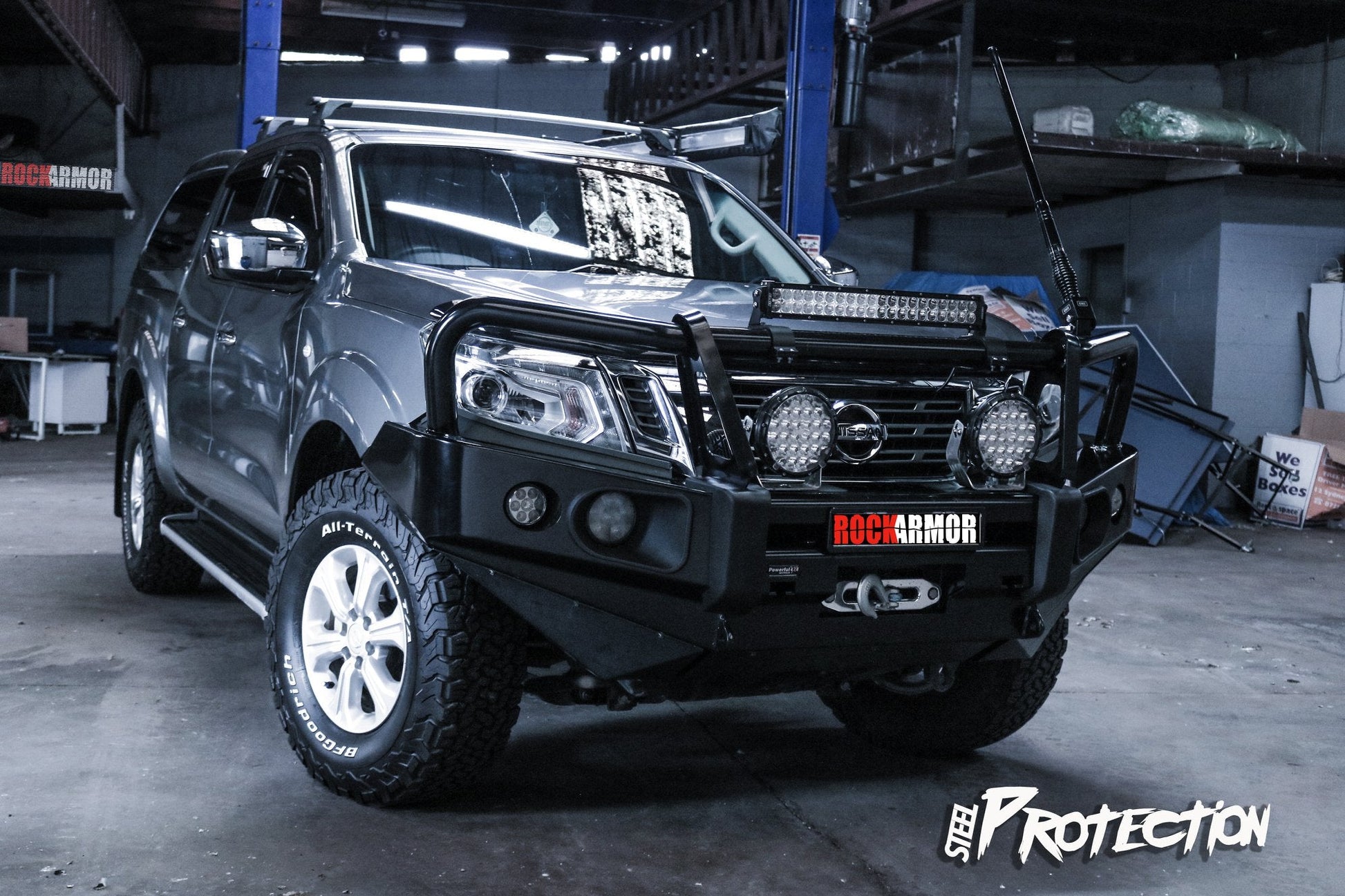 Rockarmor Elite Steel Bull Bar to suit Nissan Navara NP300 D23 2015-2020 (Full Bar Replacement) - Hybrid Street & 4x4