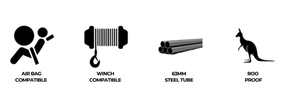 ROCKARMOR PREMIUM BULLBAR FRONTAL COMBO TO SUIT TOYOTA LANDCRUISER 80 1990-1997 - Hybrid Street&4x4