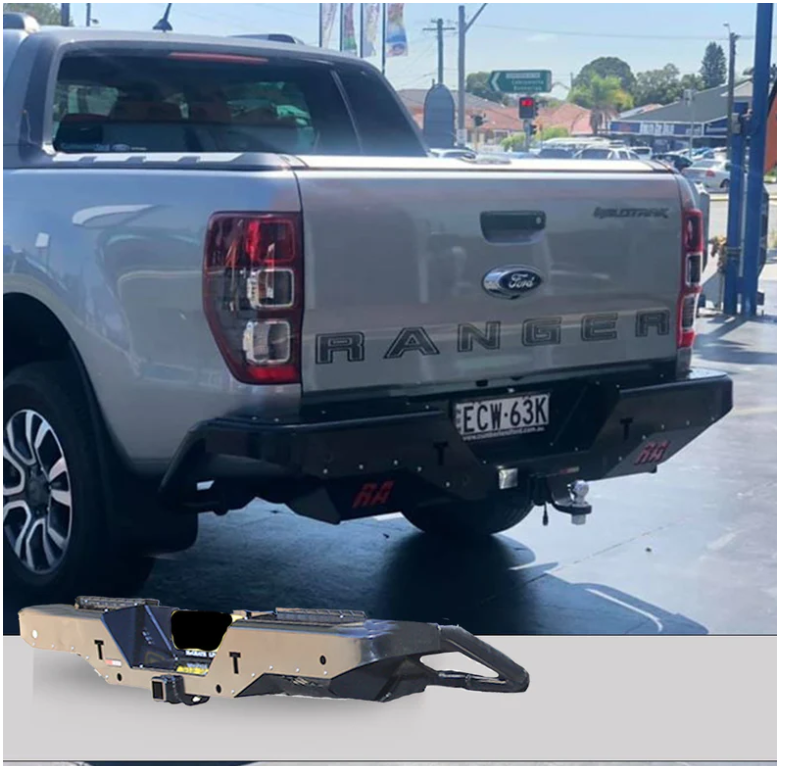 ROCKAMOR ELITE STEEL REAR STEP / TOWBAR TO SUIT FORD RANGER WILDTRACK  2012-2020 - Hybrid Street&4x4