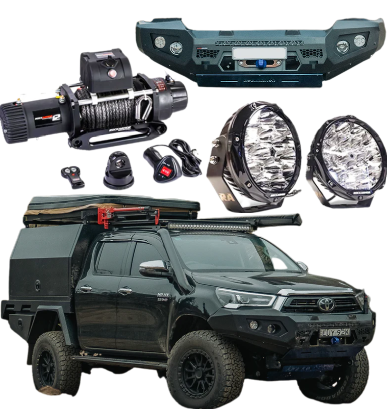 ROCKARMOR GT HOOPLESS BULLBAR COMBO PACK TO SUIT TOYOTA HILUX 2020+ - Hybrid Street&4x4