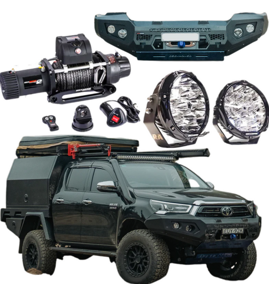 ROCKARMOR GT HOOPLESS BULLBAR COMBO PACK TO SUIT TOYOTA HILUX 2020+ - Hybrid Street&4x4