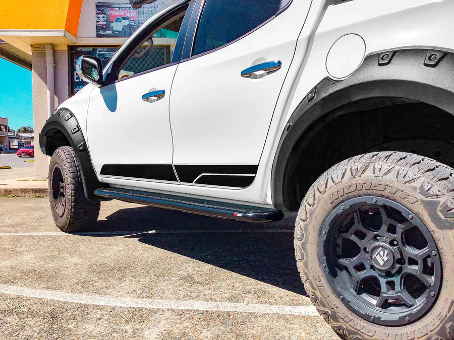 Rockarmor Steel Rockslider Side Steps To Suit Mitsubishi Triton MQ & MR 2015 To Current - Hybrid Street & 4x4
