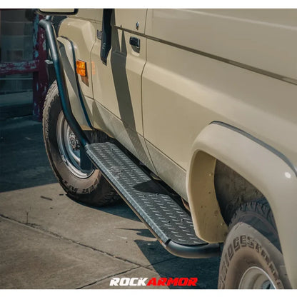 Rockarmor | Steel Rock Slider Side Step To Suit Toyota Land Cruiser 78 Series V8 Troop Carrier 2007+