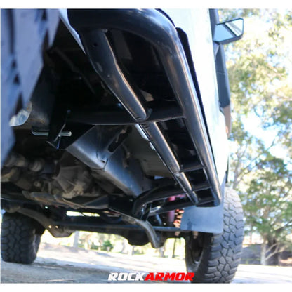 Rockarmor | Steel Rock Slider Side Step To Suit Toyota Land Cruiser 78 Series V8 Troop Carrier 2007+